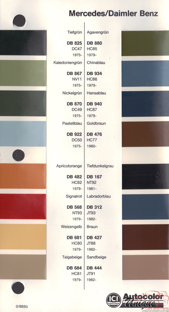 1975 - 1984 Mercedes-Benz Paint Charts Autocolor 2